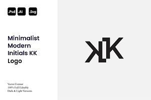 Minimalist Modern Initials KK Logo