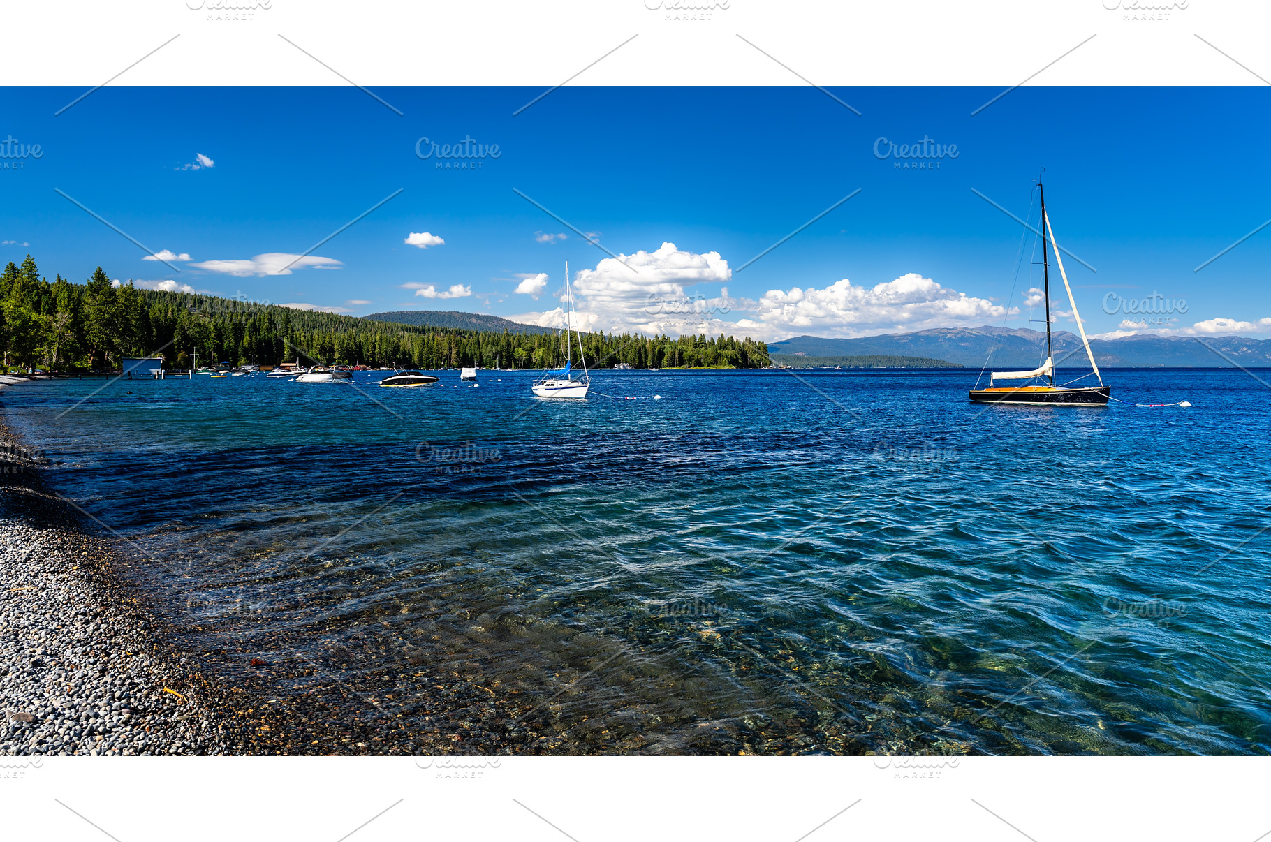 Boats on Lake Tahoe near Tahoe City, a Nature Photo by Leonid Andronov
