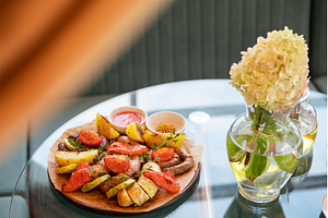 Grilled Sausages with Vegetables and, a Food & Drink Photo by Jan Jack Russo Media