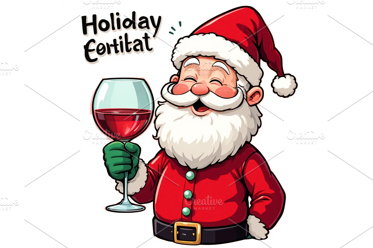 FunnyWine Christmas Cocktail Clipart, a Seasonal Illustration by Creative design (Photo 4 of 7)