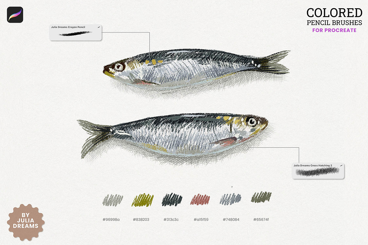 Colored Pencil Brushes for Procreate, a Brush Add-On by Julia Dreams (Photo 3 of 9)