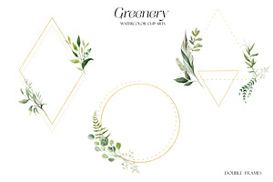 Greenery Watercolor Clipart