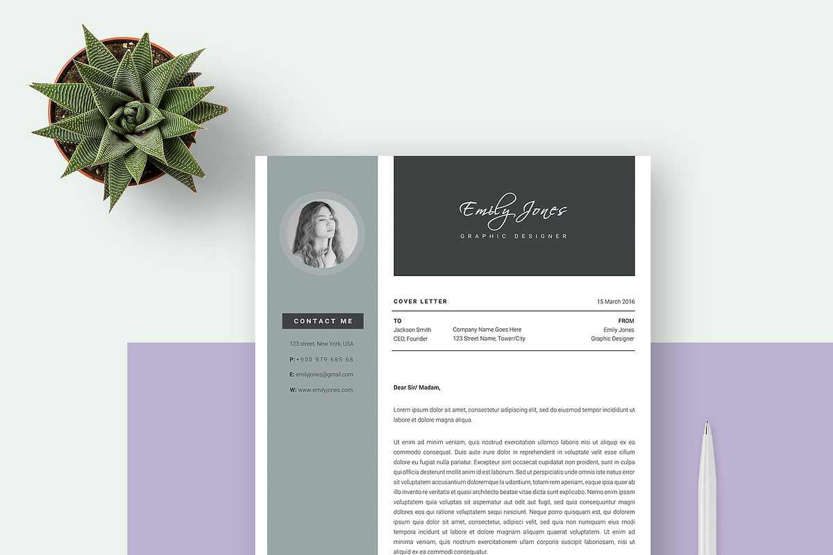 Color Simple CV-Resume Template *C, a Resume Template by Showy68 Template