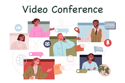 Video conference. The video, a Technology Illustration by robuart