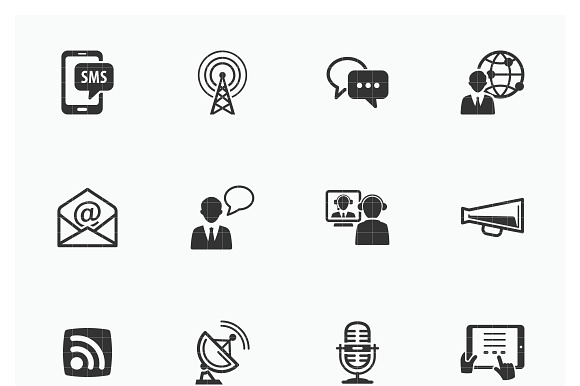 Communication Icons Set 1 Blue