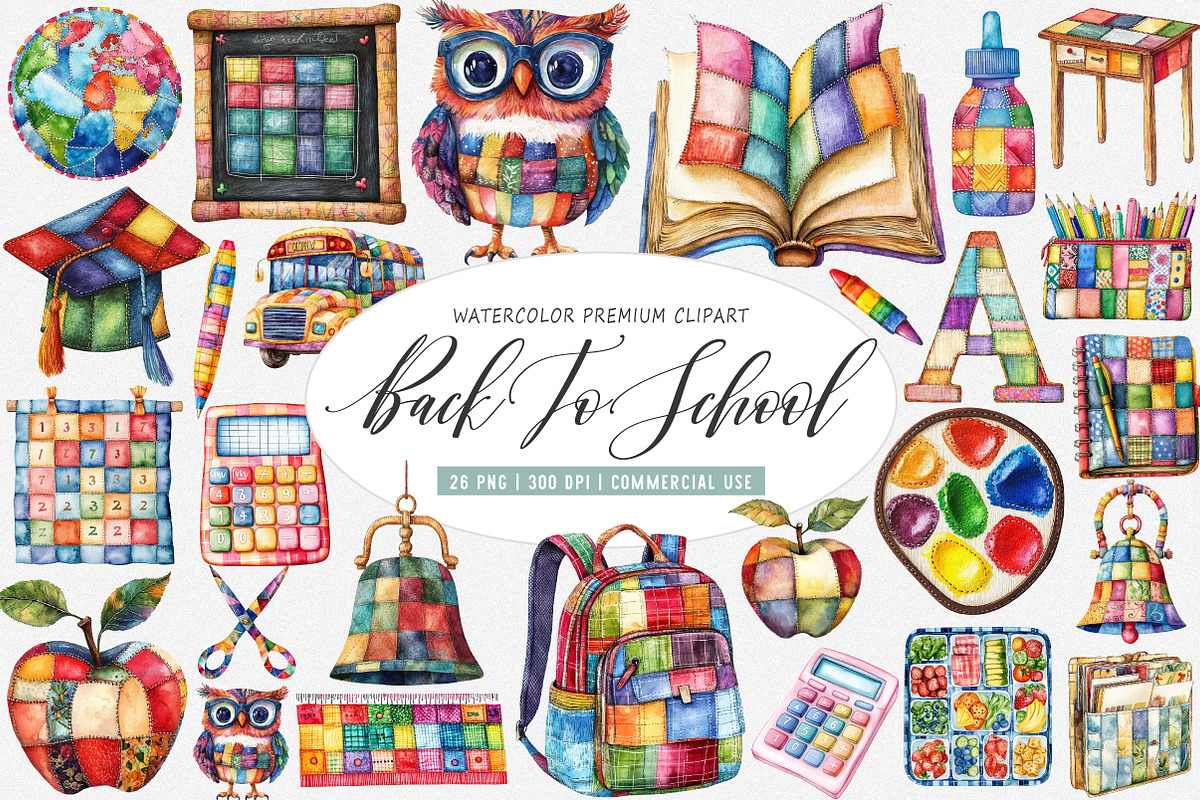 Patchwork Back to School PNG, an Illustration by SinaCreation (Photo 1 of 5)