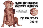 Watercolor Chocolate Labrador Dog, an Illustration by Foxery Digital (Thumbnail 1 of 5)