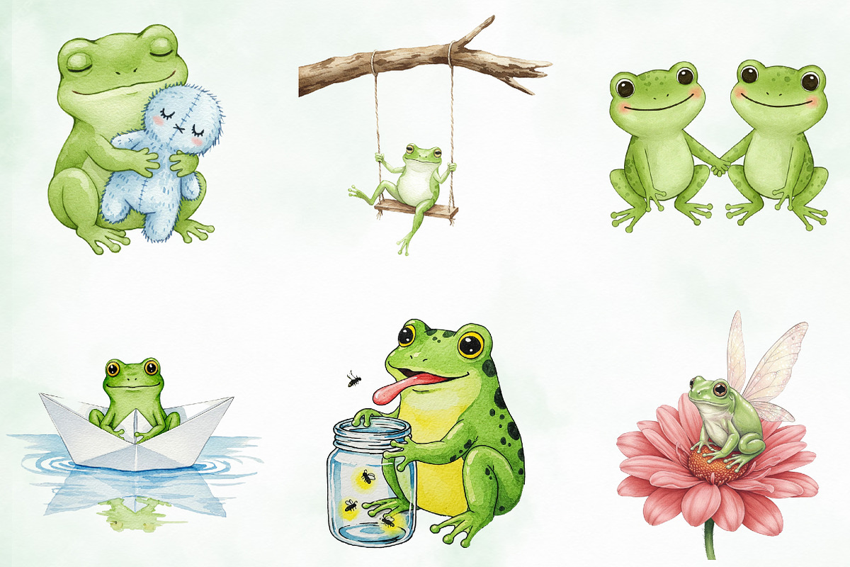Frog Nursery Clipart Sublimation, an Illustration by Creative Art (Photo 5 of 10)