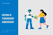 Human AI Friendship Handshake, a Technology Illustration by Partikusi Design (Thumbnail 1 of 3)