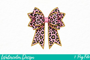 Coquette Leopard Bow Png, Bow shirt, an Illustration by Watercolor design