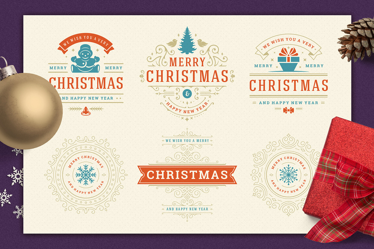 Christmas Retro Design Bundle, a Poster Template by Vasya Kobelev (Photo 3 of 11)