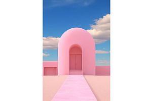 Pink Building With Walkway