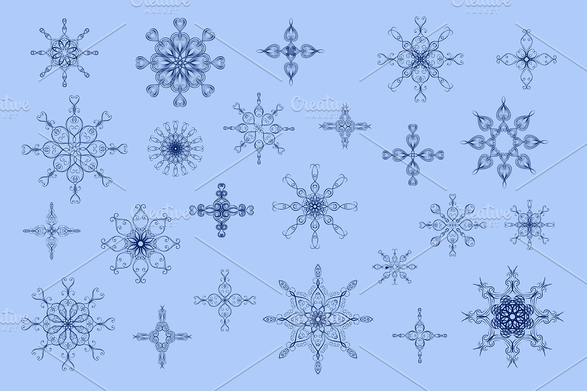 Snowflakes. Design elements. Set. preview 2