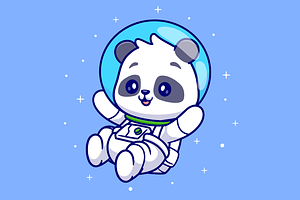 Cute Panda Astronaut Floating, an Animal Illustration by Catalyst Labs