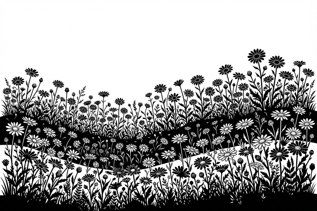 60 Daisy Flower Field Silhouette, a Seasonal Illustration by Amazin_art (Photo 21 of 36)