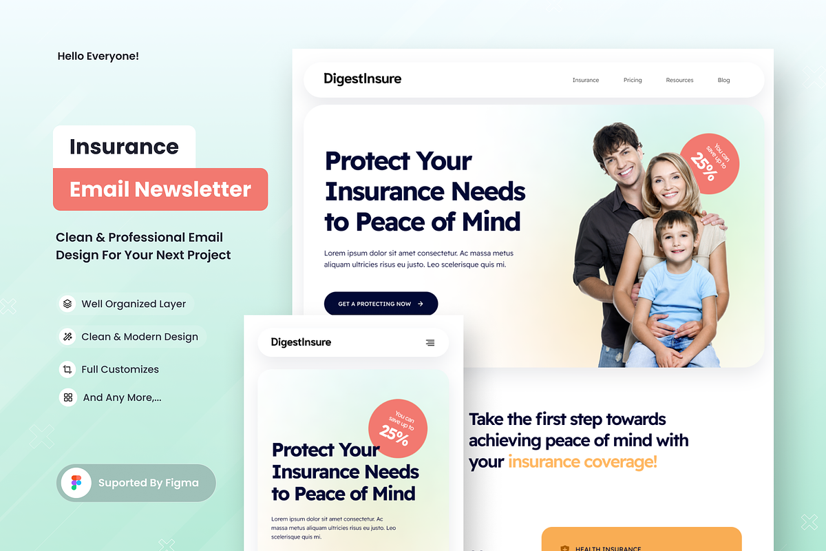 Insurance Email Newsletter, a Templates & Theme by SquidPixey (Photo 1 of 6)