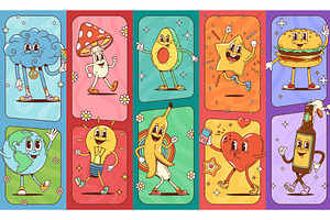 Groovy characters collage, a Food Illustration by Vector Tradition