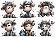 Watercolor Cute Highland Cow Clipart, an Illustration by Canvas Craft (Thumbnail 3 of 7)