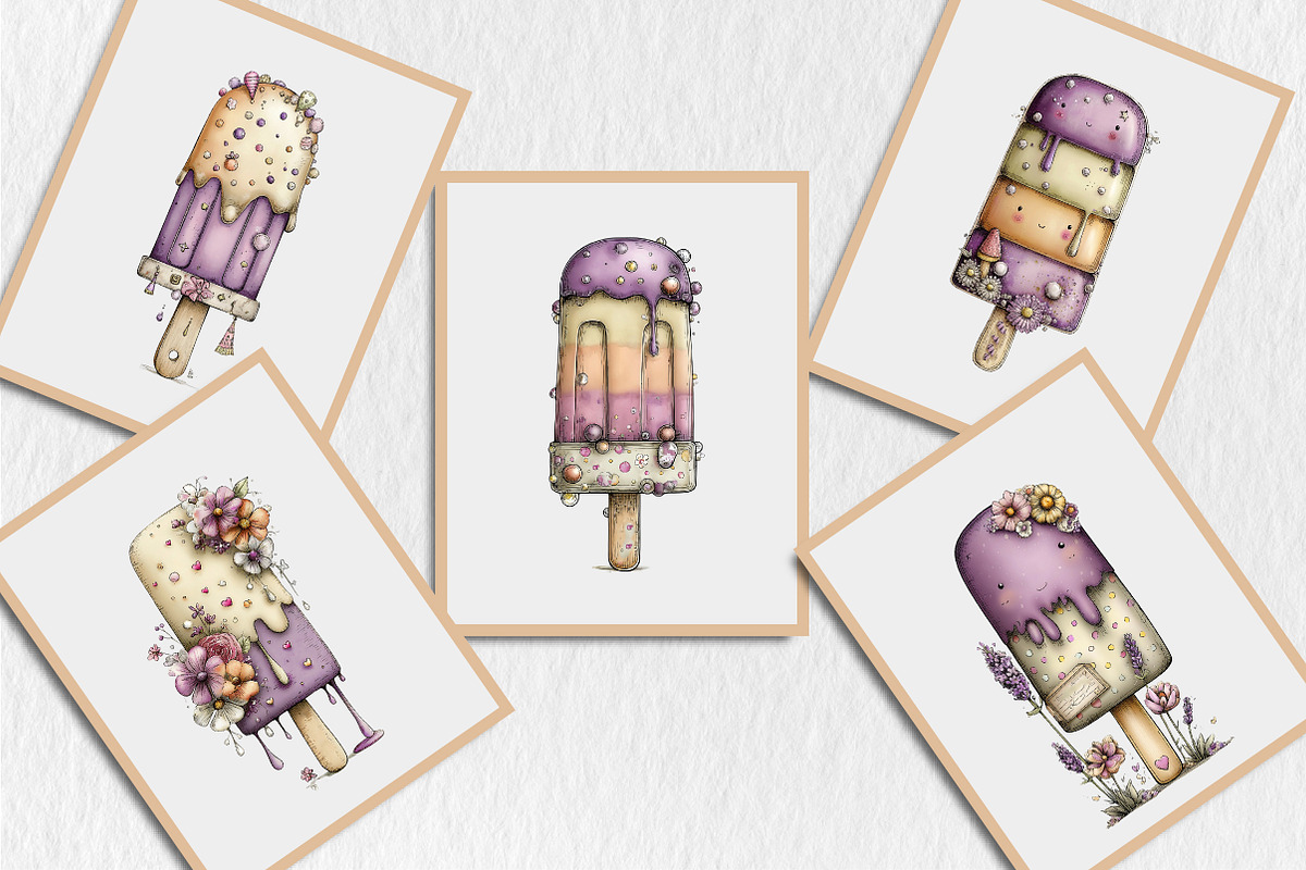 Whimsical Summer Ice Cream Clipart, a Seasonal Illustration by Rose Art (Photo 6 of 6)