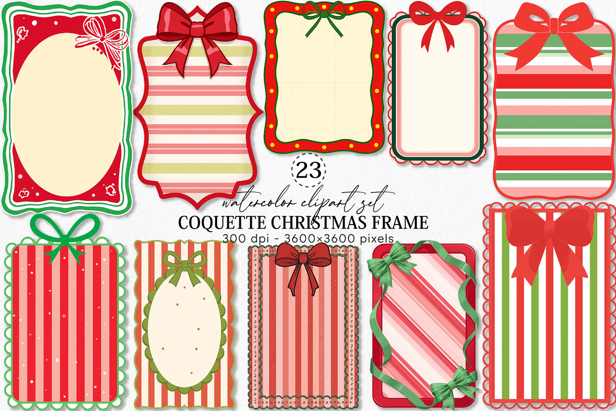 Coquette Christmas Frame Border, an Illustration by Canvas Craft (Photo 1 of 5)