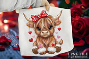 Crochet Valentines Highland Cow PNG, an Illustration by Canvas Craft (Thumbnail 1 of 7)