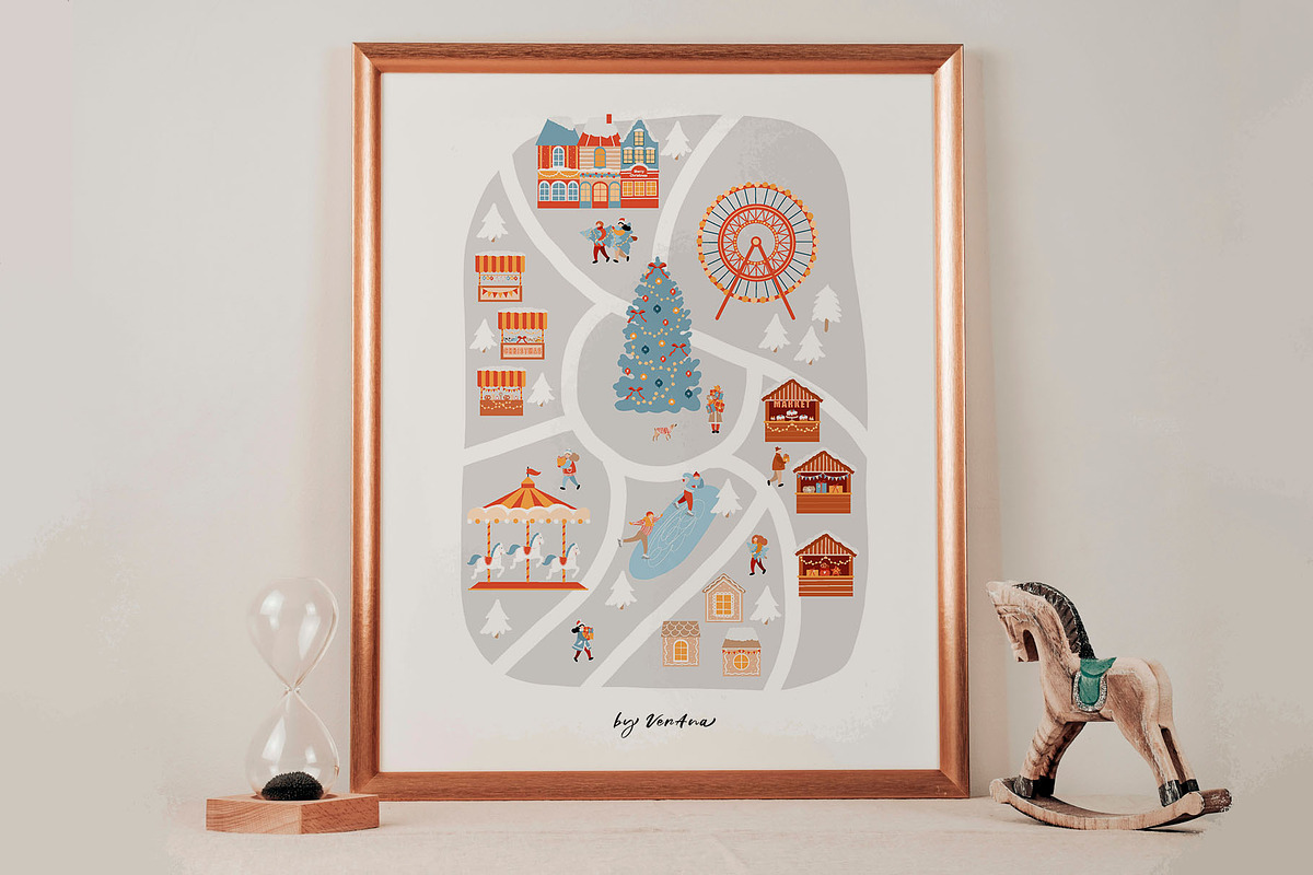 Christmas Market Scene Creator, a Seasonal Illustration by VerAna (Photo 15 of 20)