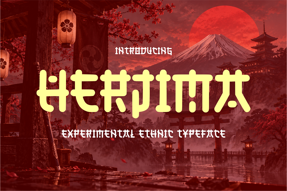 HERJIMA Experimental Ethnic Typeface, a Handwritten Font by idealistudio (Photo 1 of 5)