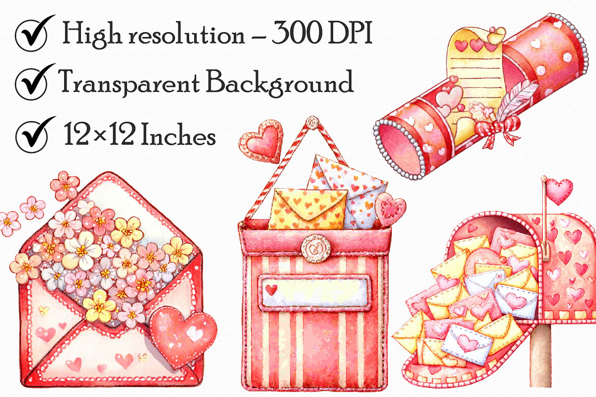 Valentine's Mail Clipart, an Illustration by Libby Wishes (Photo 6 of 7)