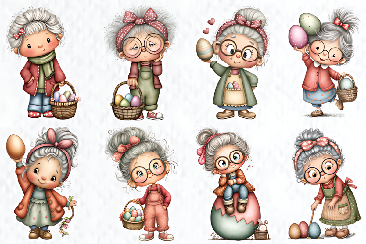 Whimsical Easter Grandma Clipart, a Seasonal Illustration by HueNestify (Photo 3 of 3)