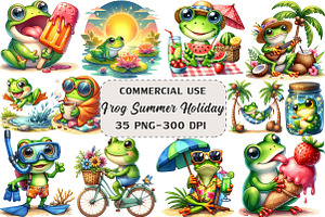 Frog Enjoying Summer Holiday ClipArt, an Illustration by Craft Nest