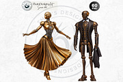 Steampunk Robots Cliparts, a Decorative Illustration by ThatsDesignArt (Thumbnail 4 of 13)