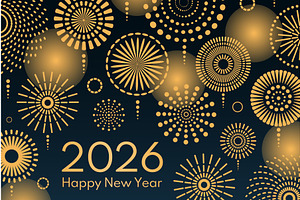 2026 New Year golden fireworks, a Background Graphic by sceptical cactus