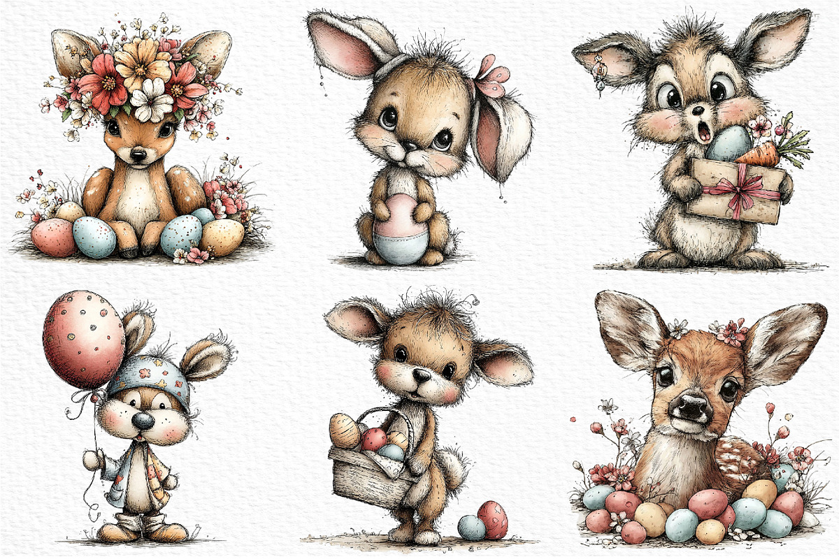 Whimsical Easter Deer Clipart, an Illustration by Craft Nest (Photo 4 of 11)