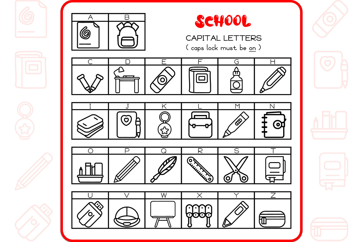 School Alphabet - Dingbat Font, a Symbol Font by WADLEN (Photo 2 of 7)