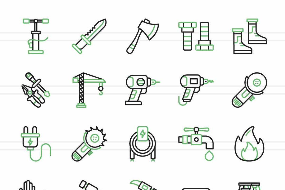 50 Tools Green & Black Icons, an Icon by IconBunny (Photo 2 of 2)