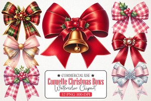 Coquette Christmas Bow Clipart, an Illustration by RobertsArt