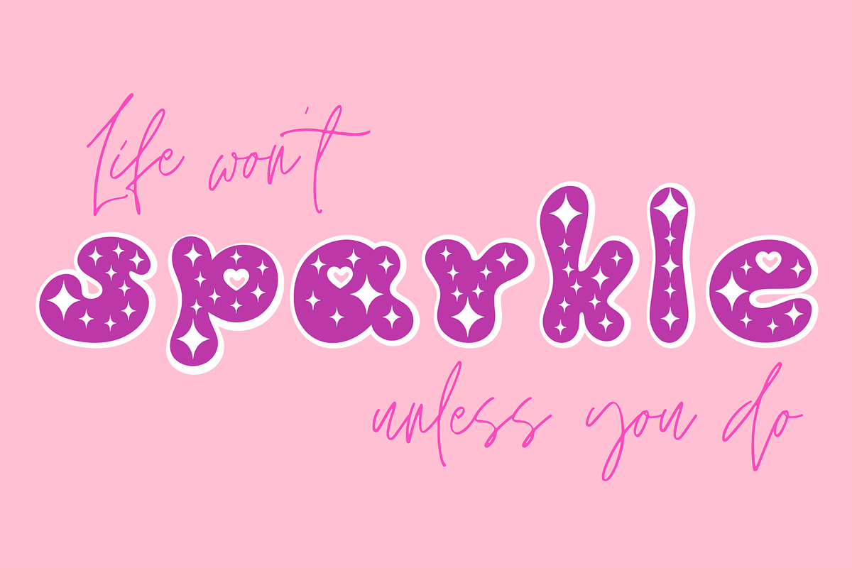Sparkle Groovy Cute Decorative Font, a Font by Kanink Studio (Photo 4 of 13)