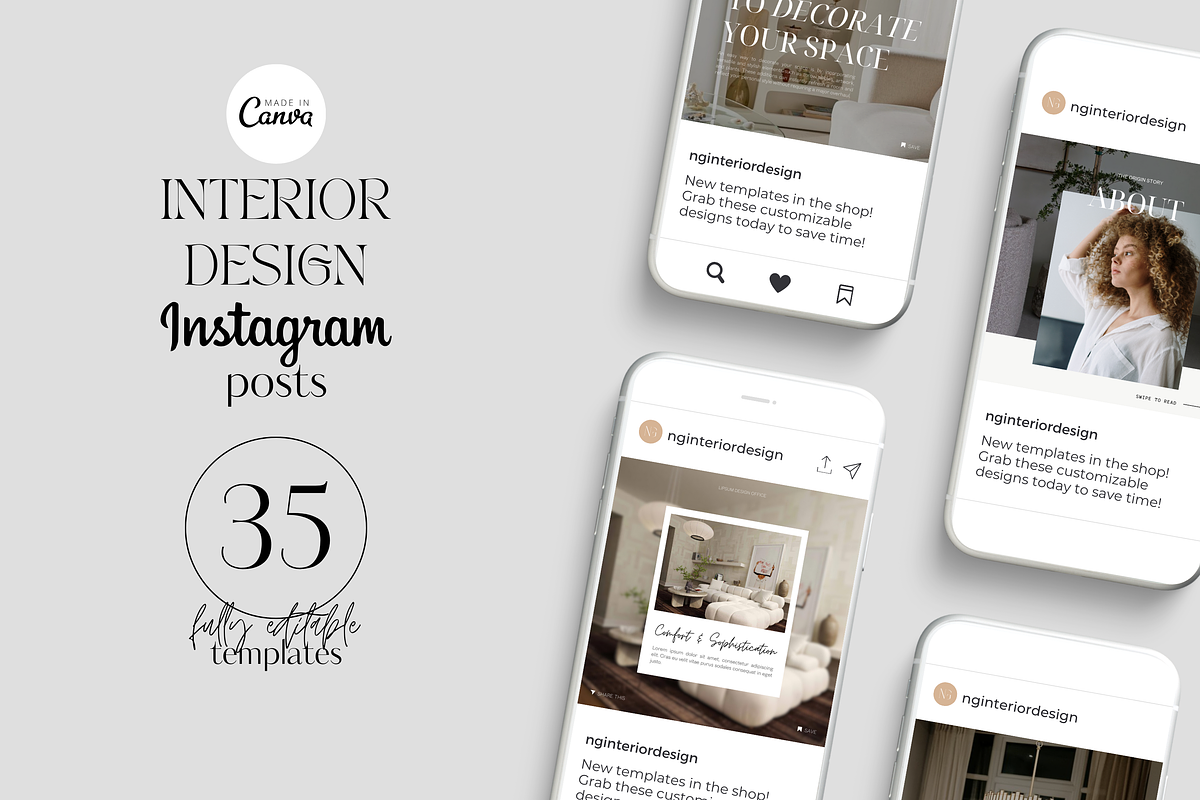 Interior Design Instagram Template, a Social Media Template by yesitisprintable (Photo 5 of 6)