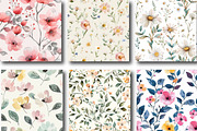 Watercolor Floral Seamless Patterns, a Pattern Graphic by DreamCafeArt (Thumbnail 4 of 7)