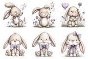 Whimsical Bunny Clipart, an Illustration by Pixels.Craft (Thumbnail 4 of 5)