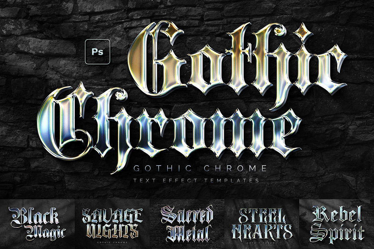 Gothic Chrome Text Effects, a Layer Style Add-On by Andrew Skoch Design (Photo 1 of 8)