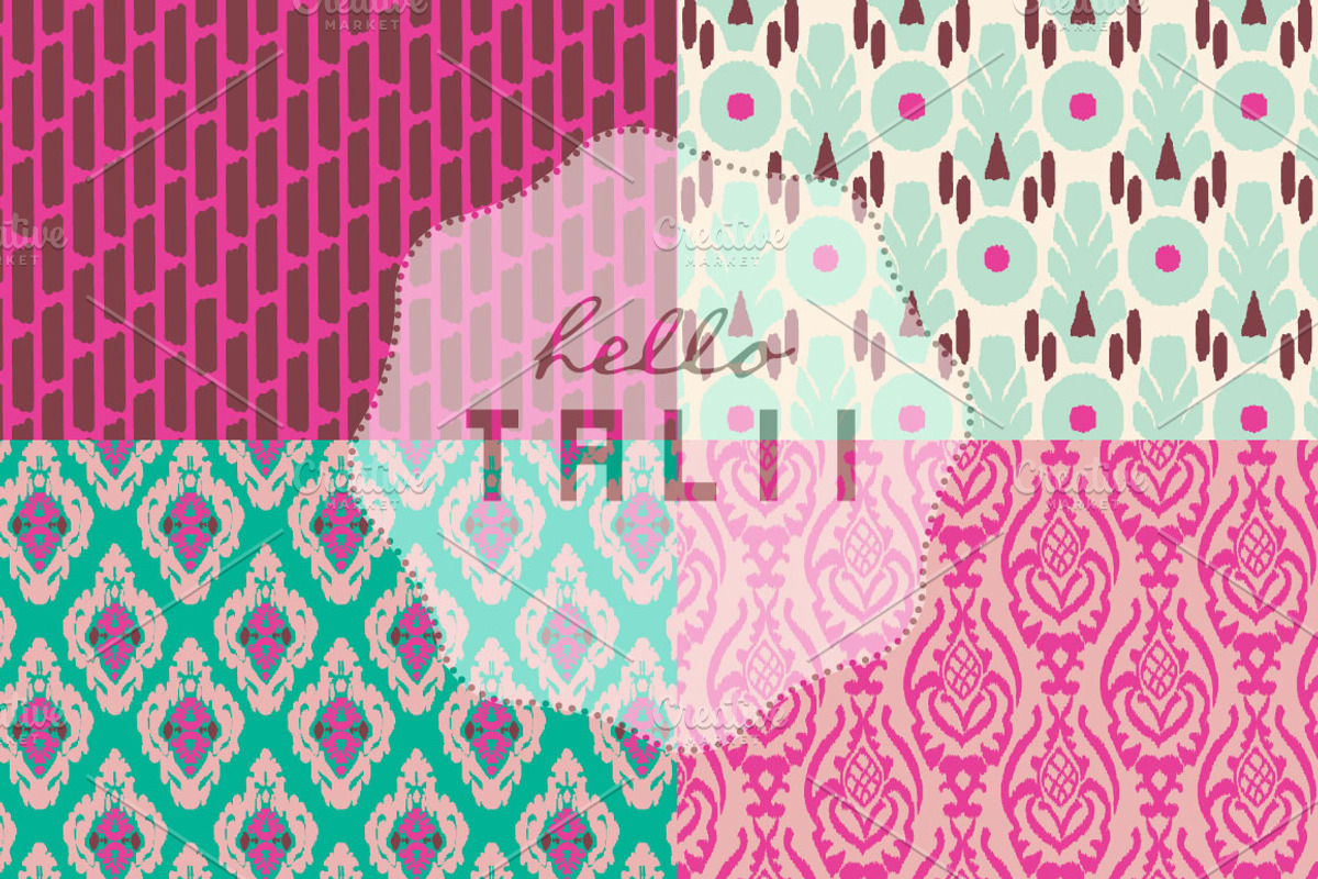 Pink Ikat Digital Paper, a Pattern Graphic by Hello Talii (Photo 2 of 4)