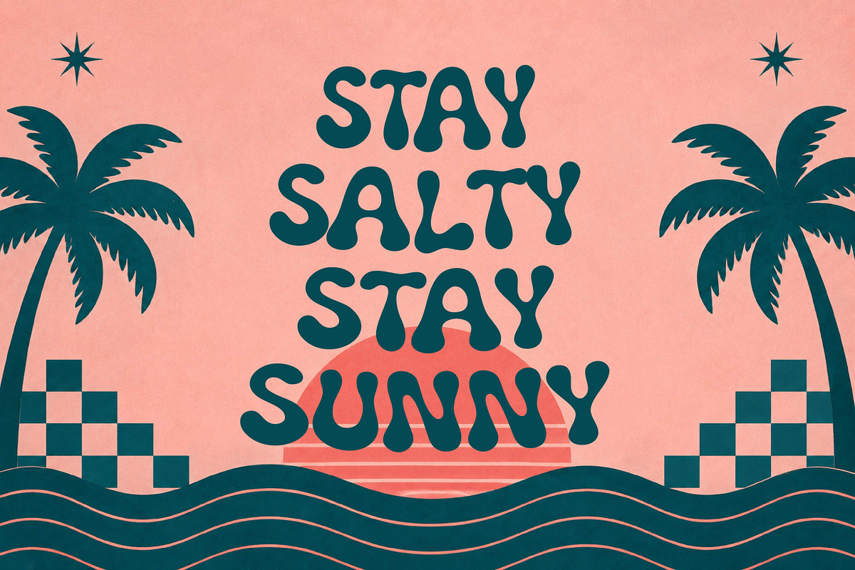 Pink Beach - Groovy Display Font, a Sans Serif Font by Gumrega Studio (Photo 5 of 8)