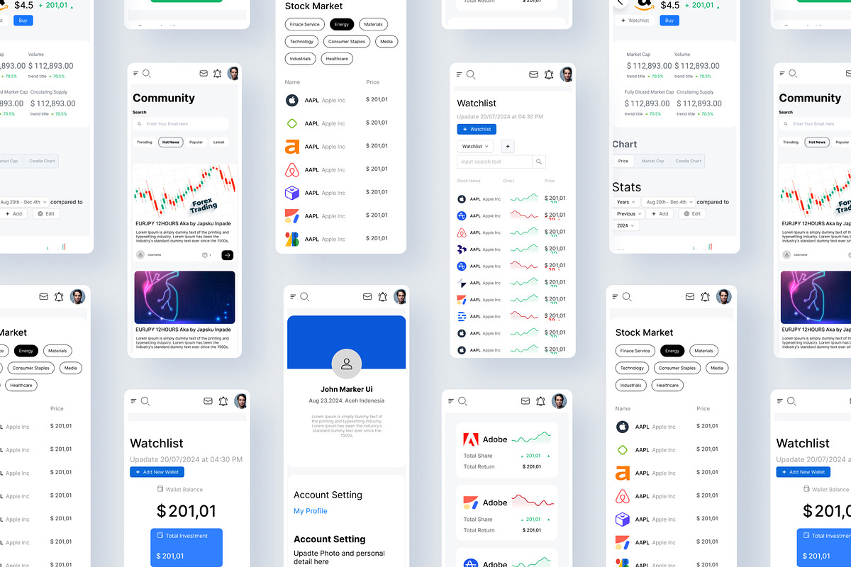 Trading Stock Market Dashboard Platf, an UI Kit Template by Pixel Blend (Photo 5 of 7)