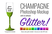 Champagne Flute Mockup w/ Glitter, a Product Mockup by SarahDesign (Thumbnail 1 of 7)