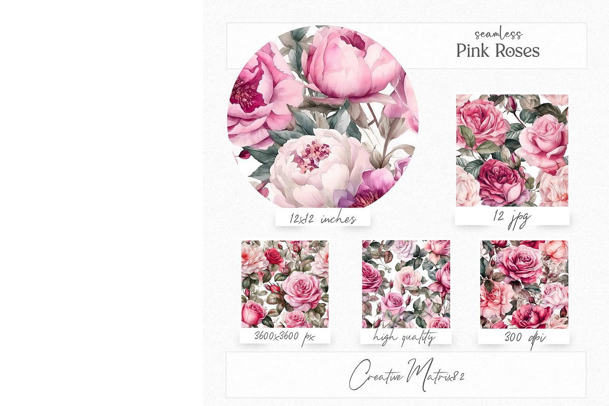 Pink Roses Seamless Digital Paper, a Texture Graphic by Creative Matrix82 (Photo 2 of 5)