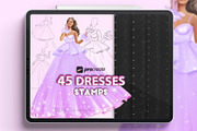 Procreate dresses stamps, a Brush Add-On by KsTumanova (Thumbnail 1 of 3)