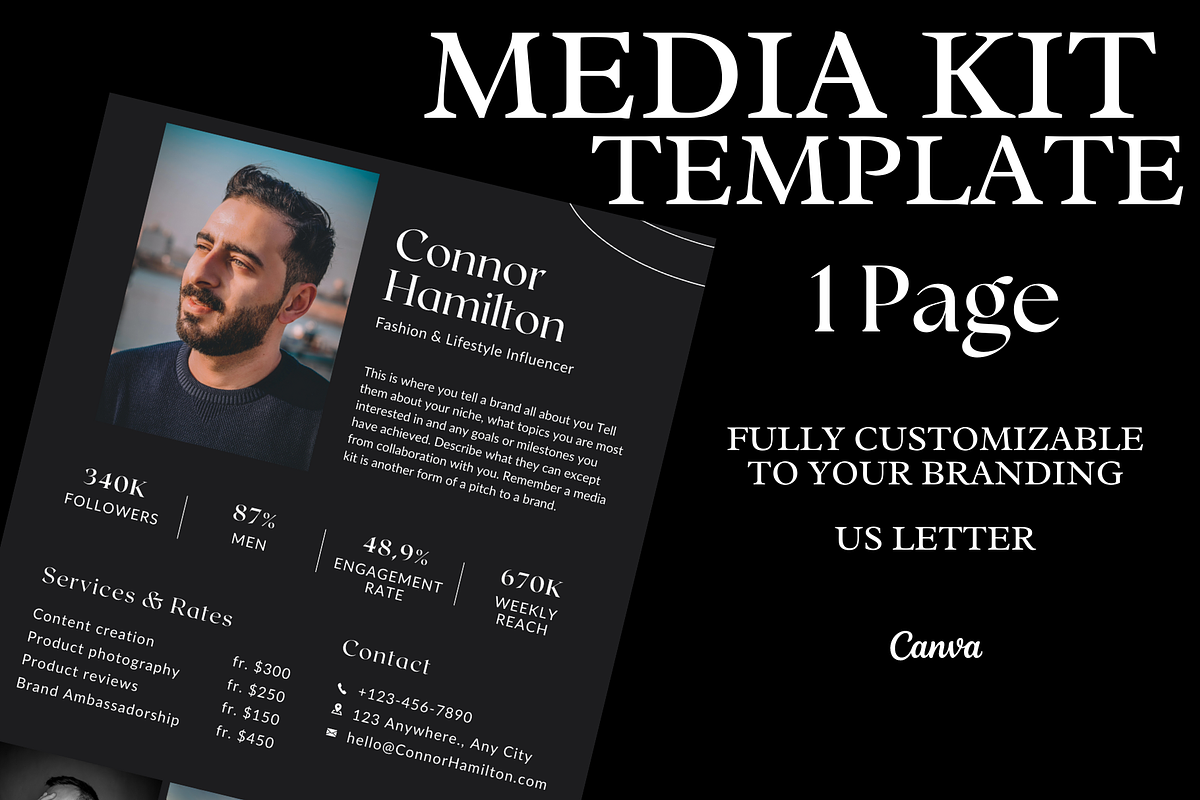 Black Content Creator Media Kit, a Social Media Template by Daily Creative (Photo 1 of 5)