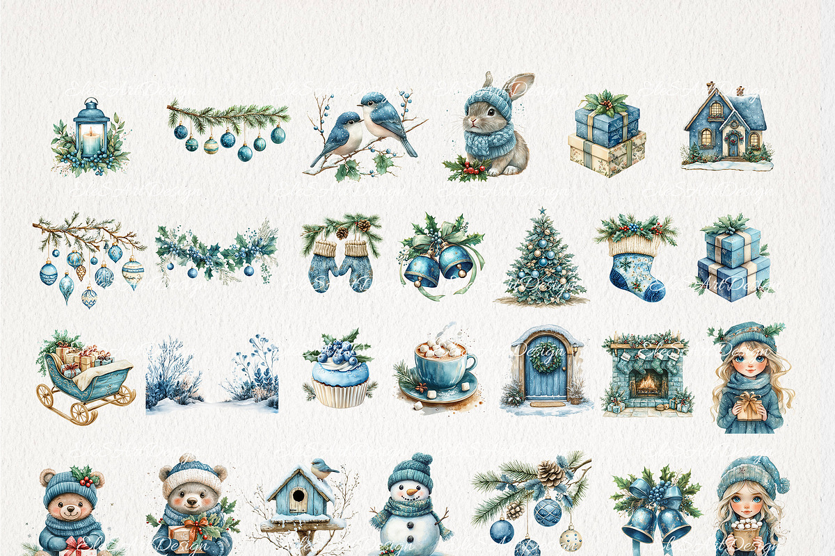 Blue Christmas Clipart 27PNG, a Seasonal Illustration by EleSArtDesign (Photo 4 of 4)