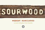 Sourwood: woodcut font family, a Font by Rachel Ortiz (Thumbnail 1 of 11)
